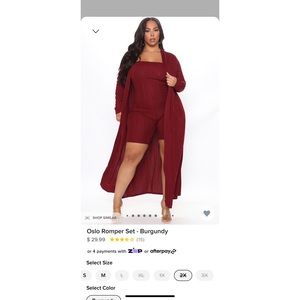 Fashion Nova Oslo Romper Set Burgundy Plus 2X